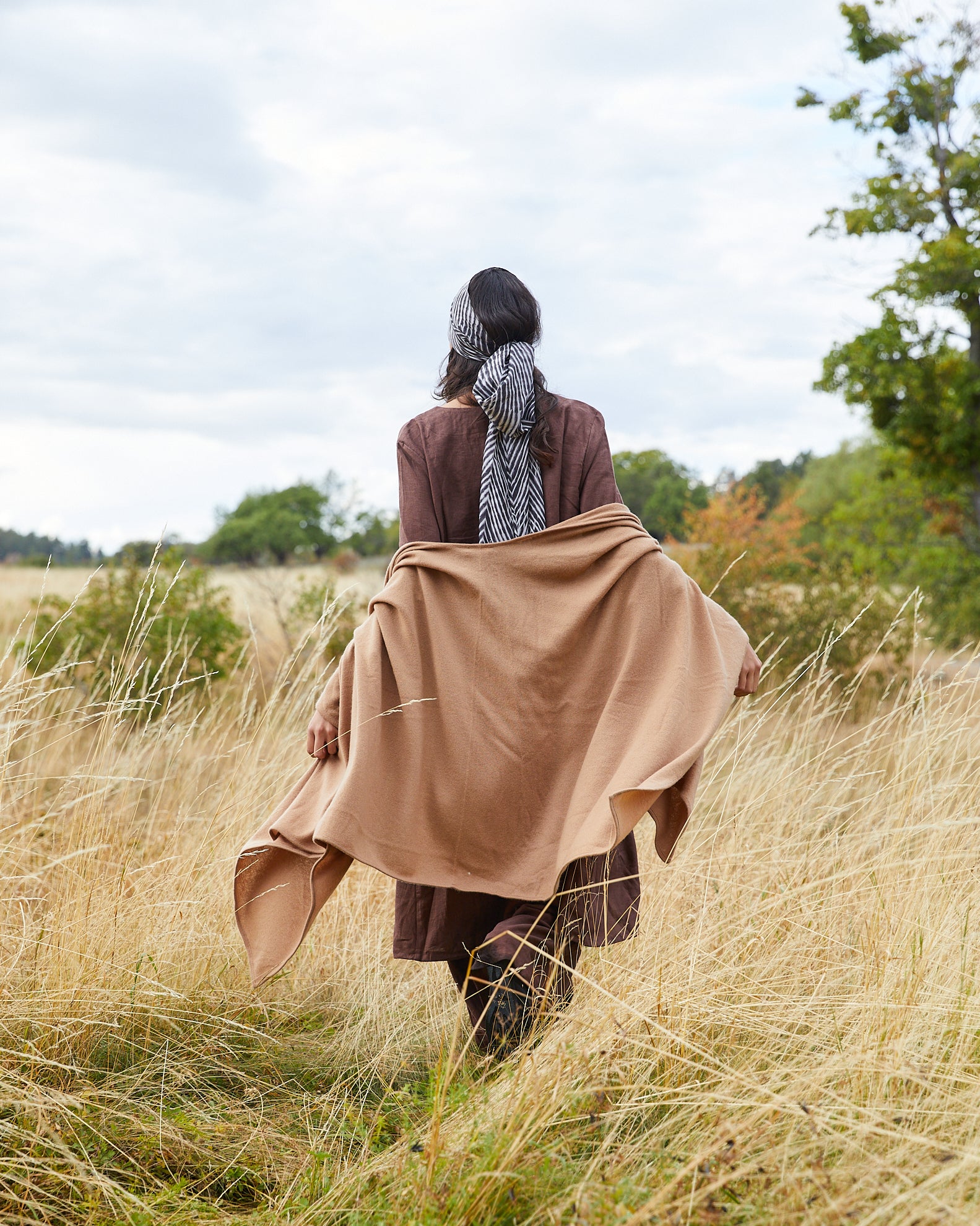 Kashmir poncho från Nepal, exklusiv, Camel beige