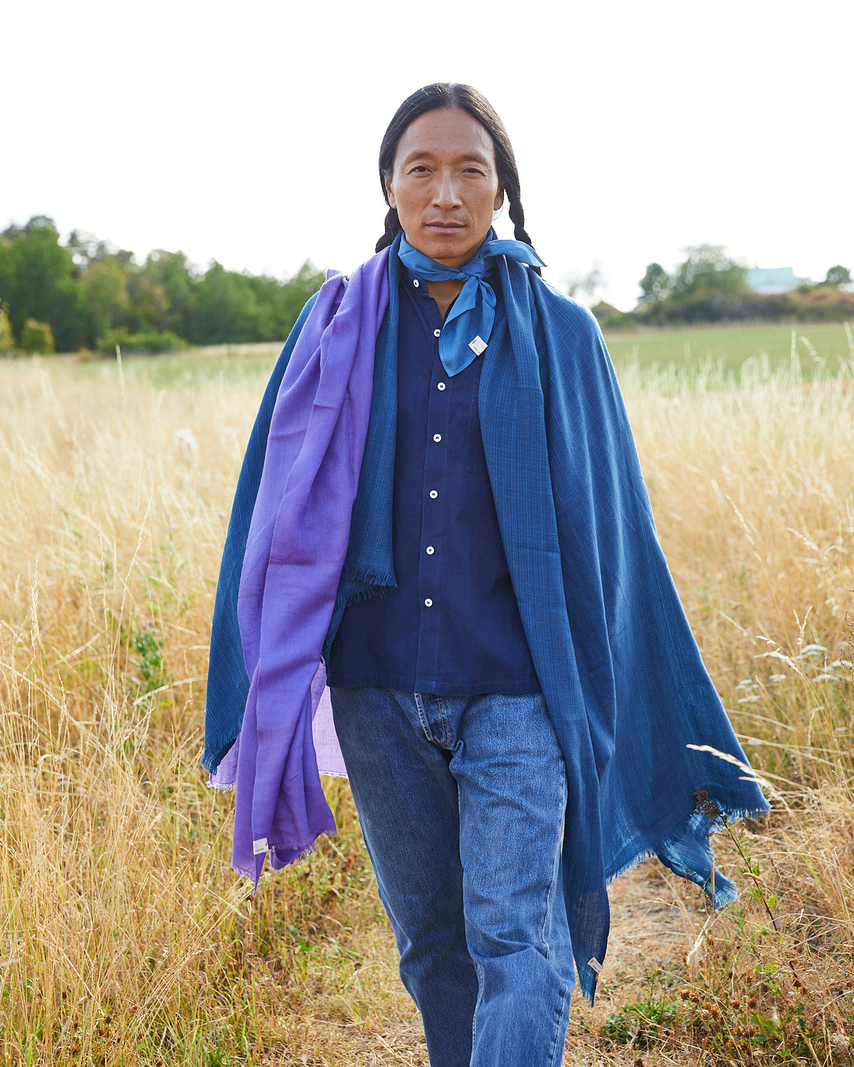 Pema West Bengali Merino Wool Shawl – Indigo