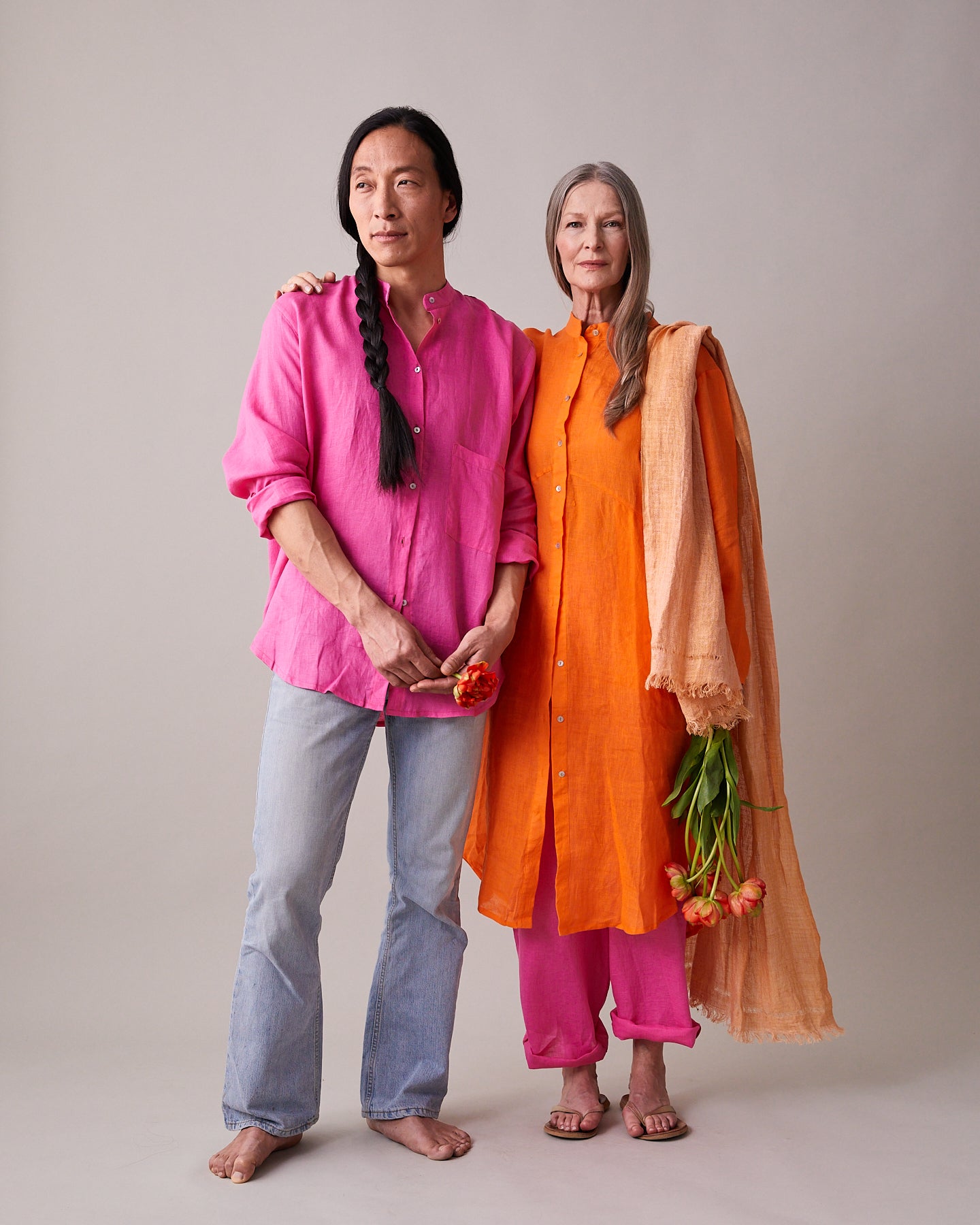 Long, Fine Linen Shirt – Tiger Orange