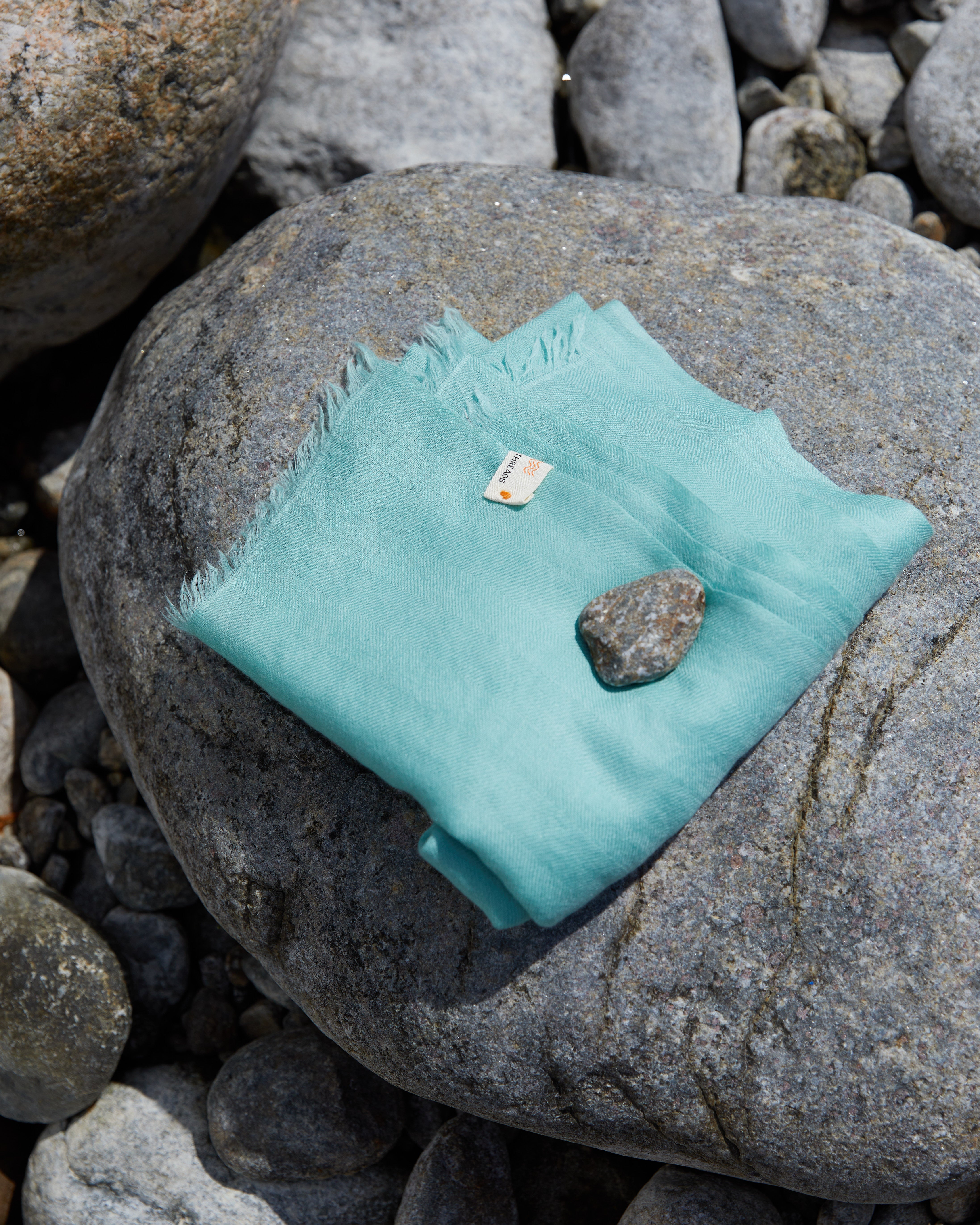 Sjal i siden & merinoull från Himachal Pradesh – Ocean Turquoise