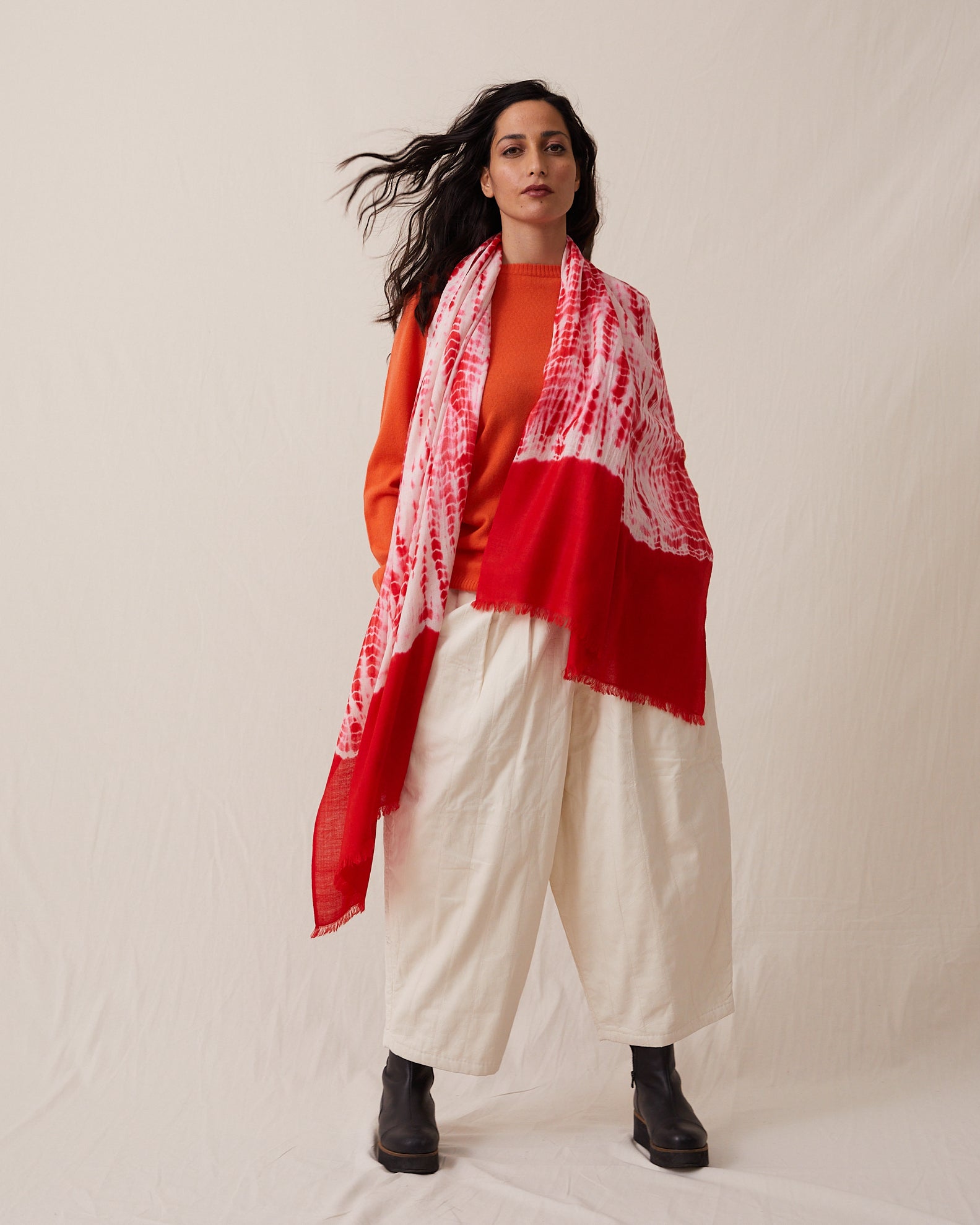 The Tie Dye shawl is beautifully tied in the Tie-Dye technique with roots in the Sui Dynasty (5th century AD) – Red and White