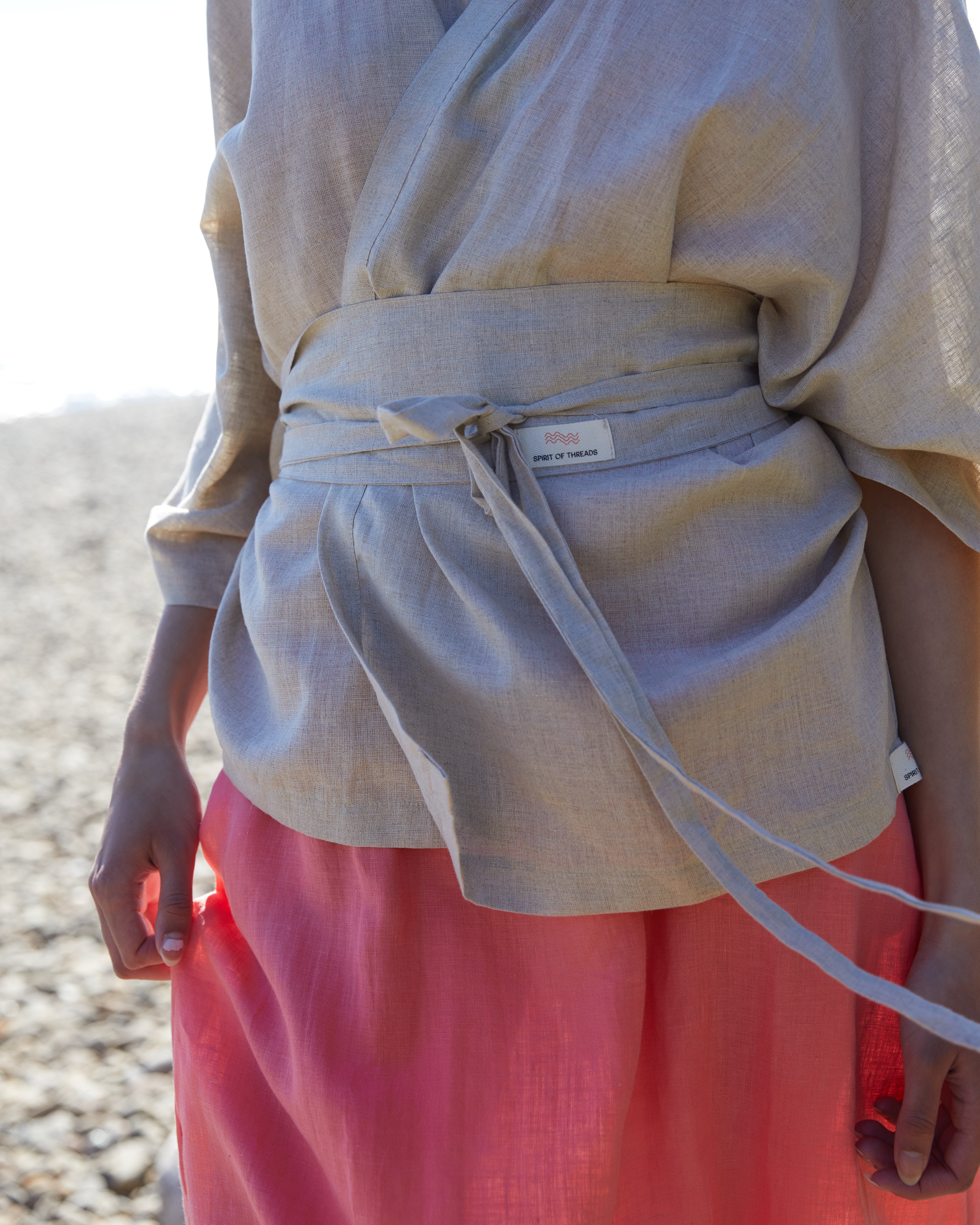 Brett skärp i linne, Japanskt OBI-bälte – Raw Linen