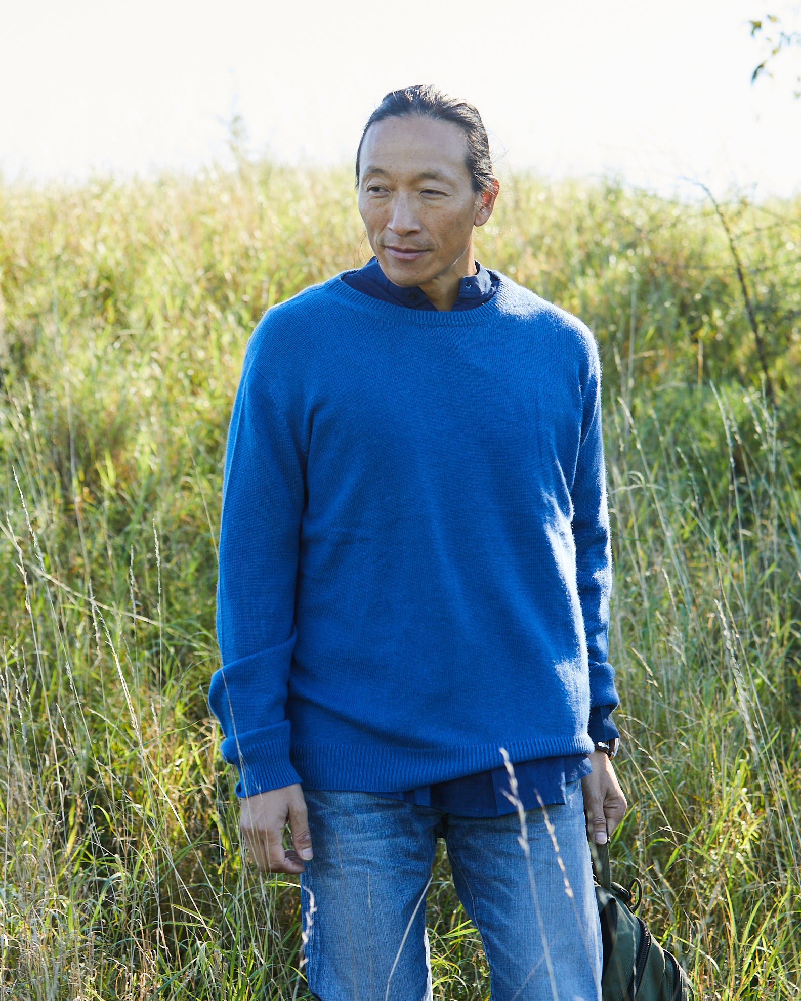 CASHMERE SWEATER FROM NEPAL, EXCLUSIVE, UNISEX, HIMALAYA BLUE