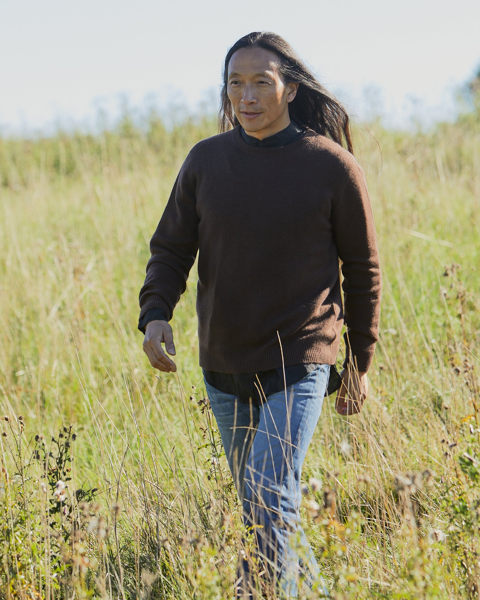 CASHMERE SWEATER FROM NEPAL, EXCLUSIVE, UNISEX, EARTH BROWN