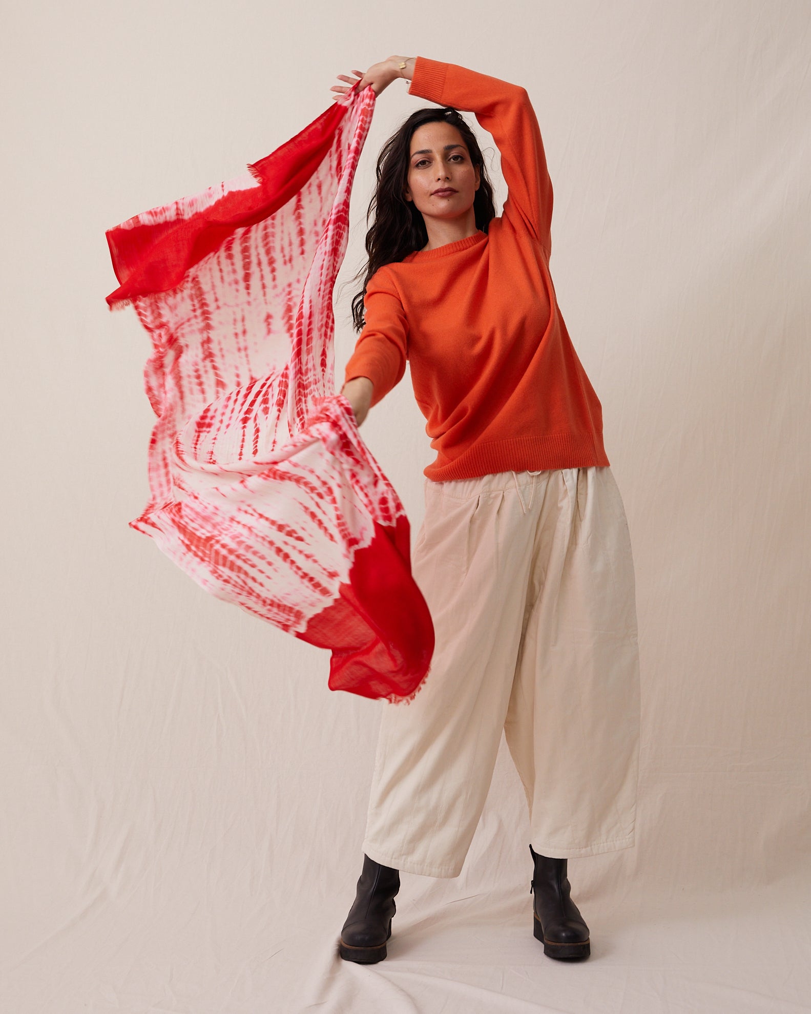The Tie Dye shawl is beautifully tied in the Tie-Dye technique with roots in the Sui Dynasty (5th century AD) – Red and White