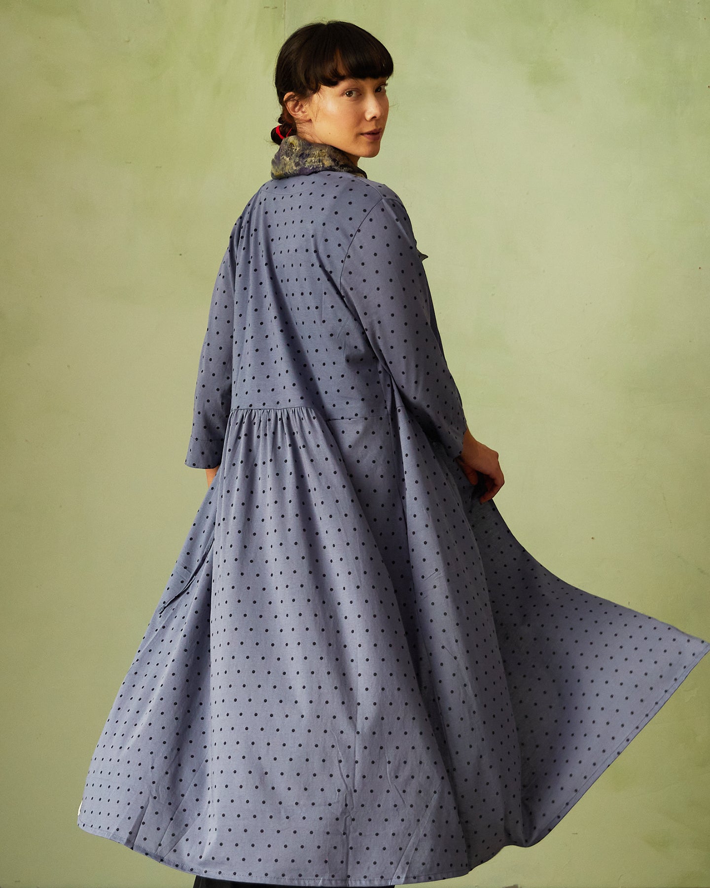 Dotted, cotton jersey wrap dress - Vintage indigo