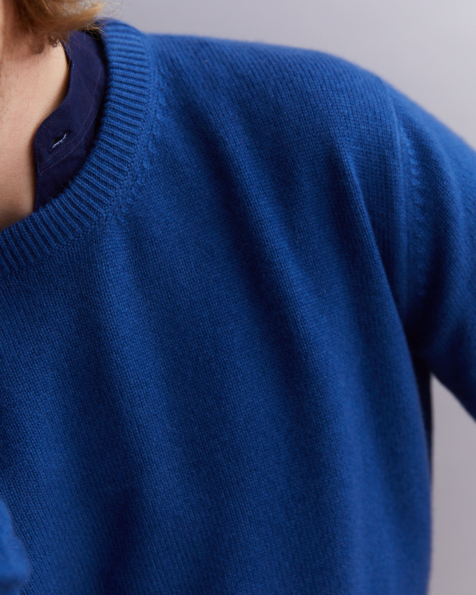 CASHMERE SWEATER FROM NEPAL, EXCLUSIVE, UNISEX, HIMALAYA BLUE