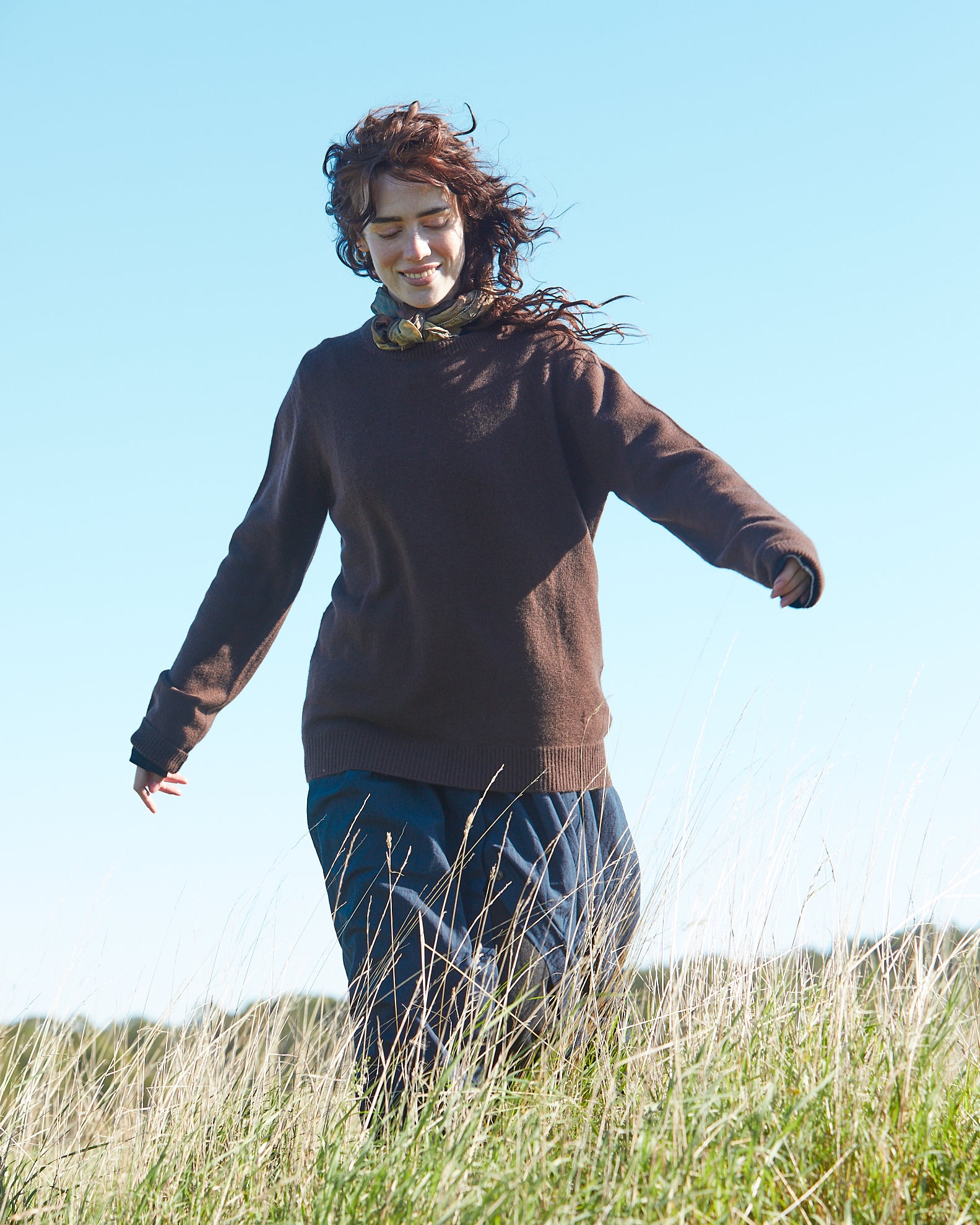 CASHMERE SWEATER FROM NEPAL, EXCLUSIVE, UNISEX, EARTH BROWN