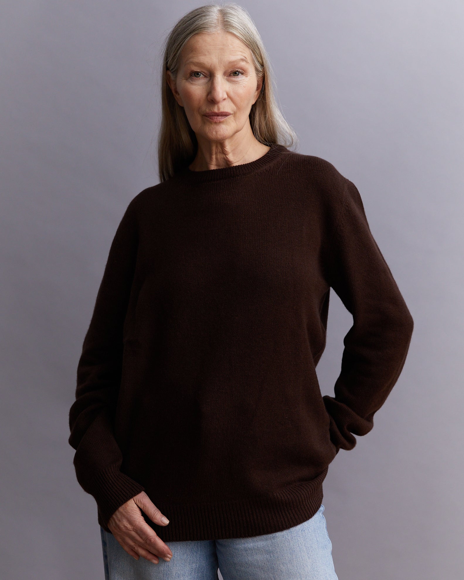 CASHMERE SWEATER FROM NEPAL, EXCLUSIVE, UNISEX, EARTH BROWN