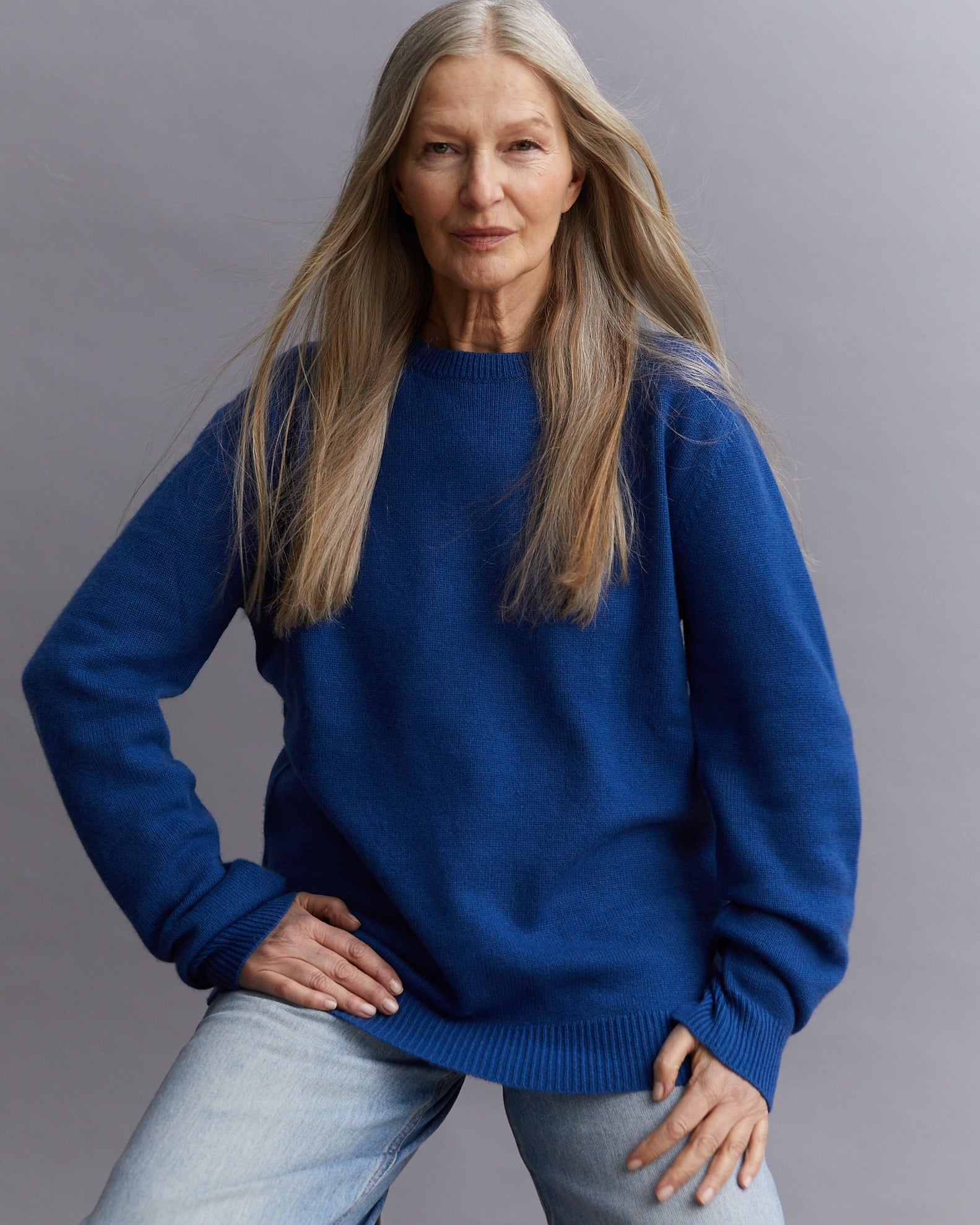 CASHMERE SWEATER FROM NEPAL, EXCLUSIVE, UNISEX, HIMALAYA BLUE