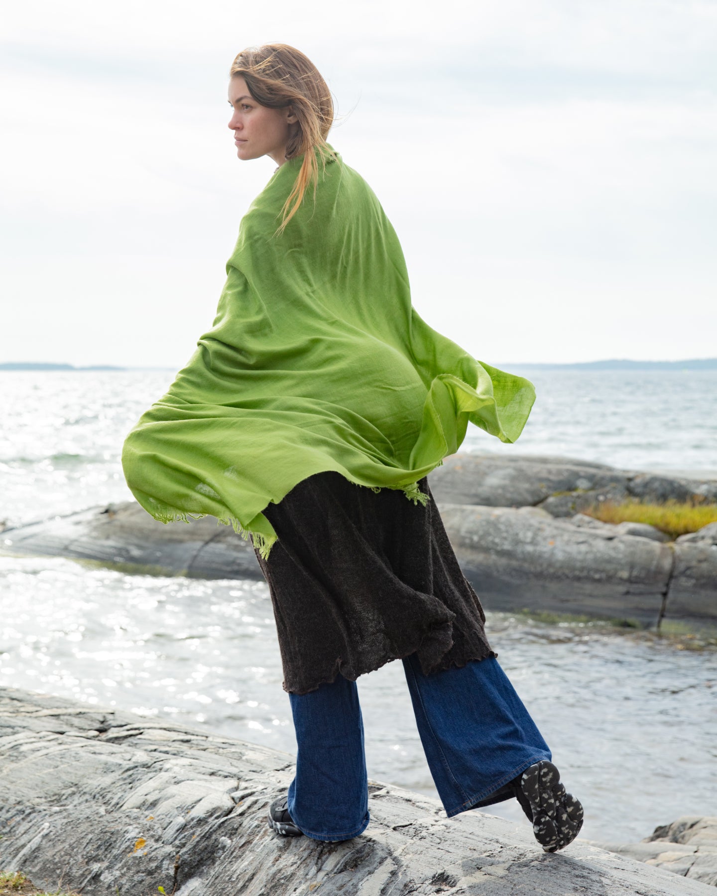 Pashmina Shawl from Ladakh, Kashmir – 
Exclusive 100 x 200 cm, forest green