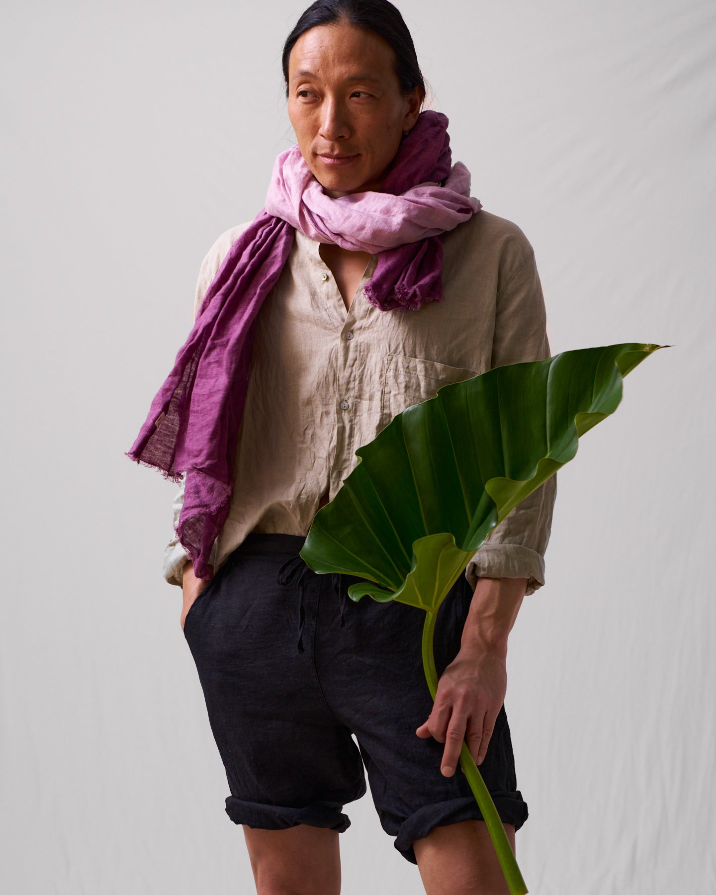 Shorts i härligt linne, unisex – svart