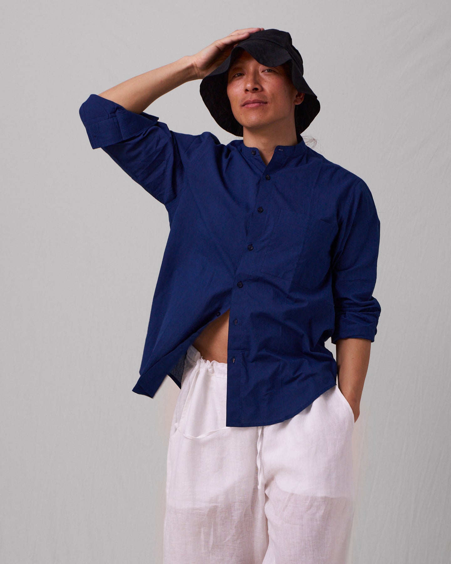 Skjorta färgad med naturlig indigo, bomull, unisex
