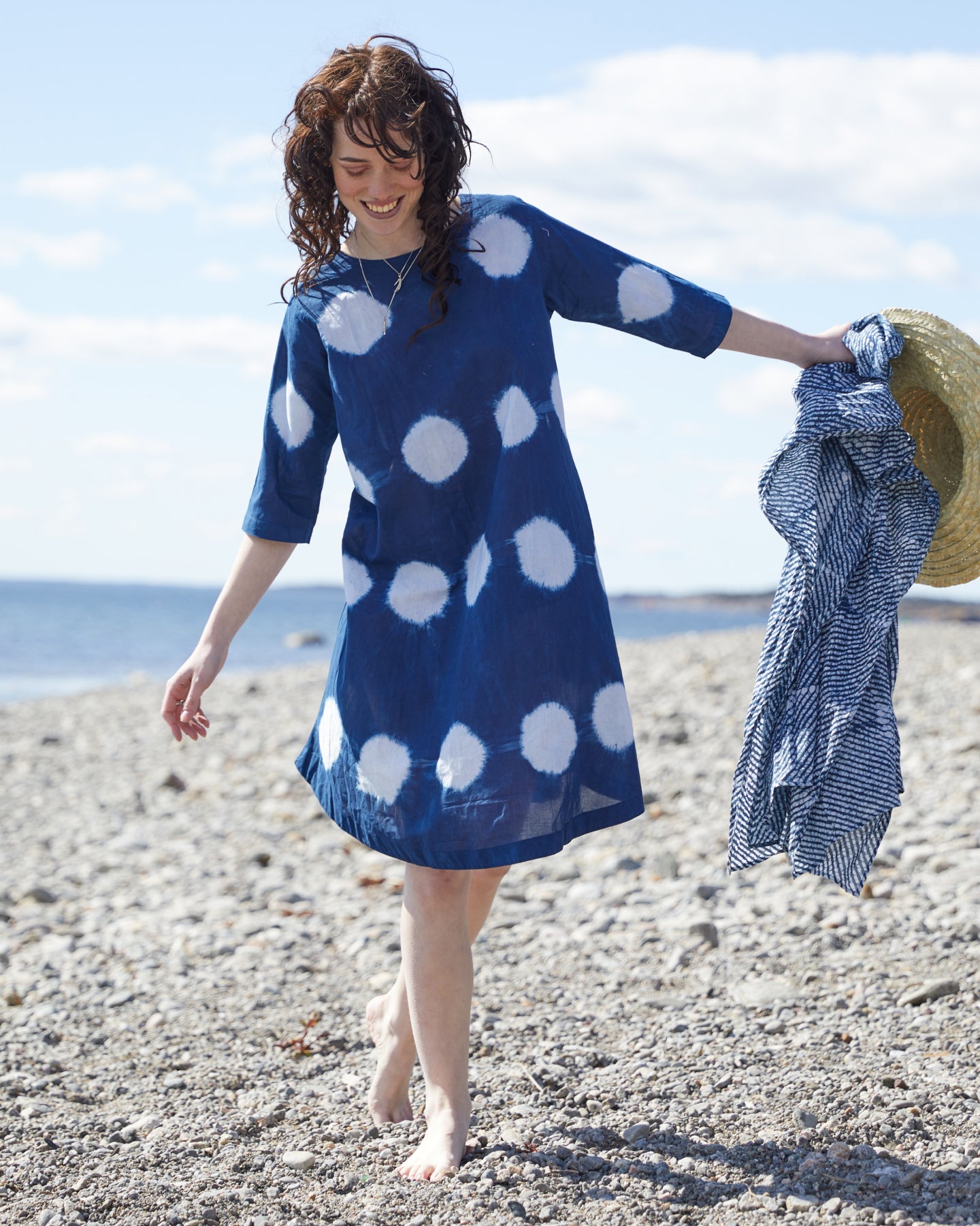 Big Dot dress – naturally dyed with indigo