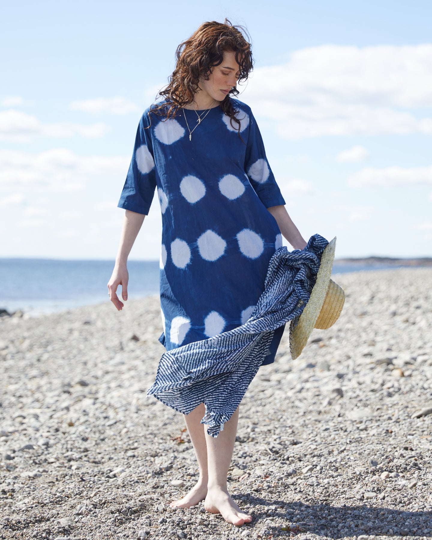 Big Dot dress – naturally dyed with indigo