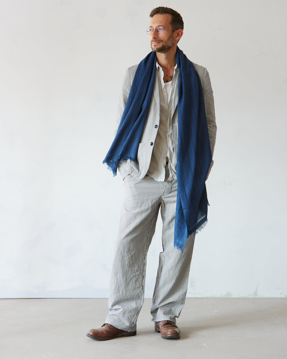 Pema West Bengali Merino Wool Shawl – Indigo