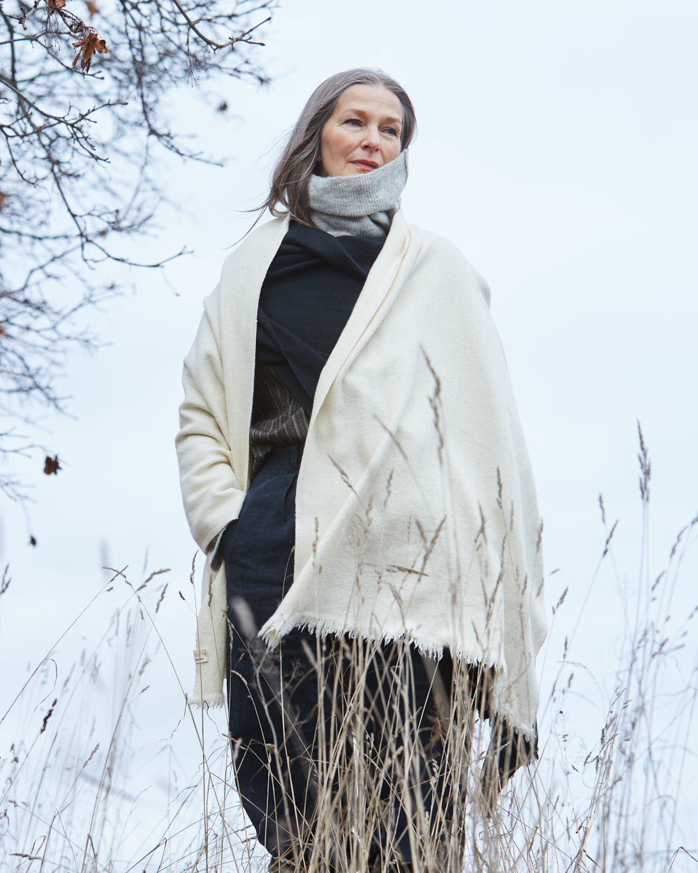 Yak and Merino Wool Shawl from Himachal Pradesh – Snow White