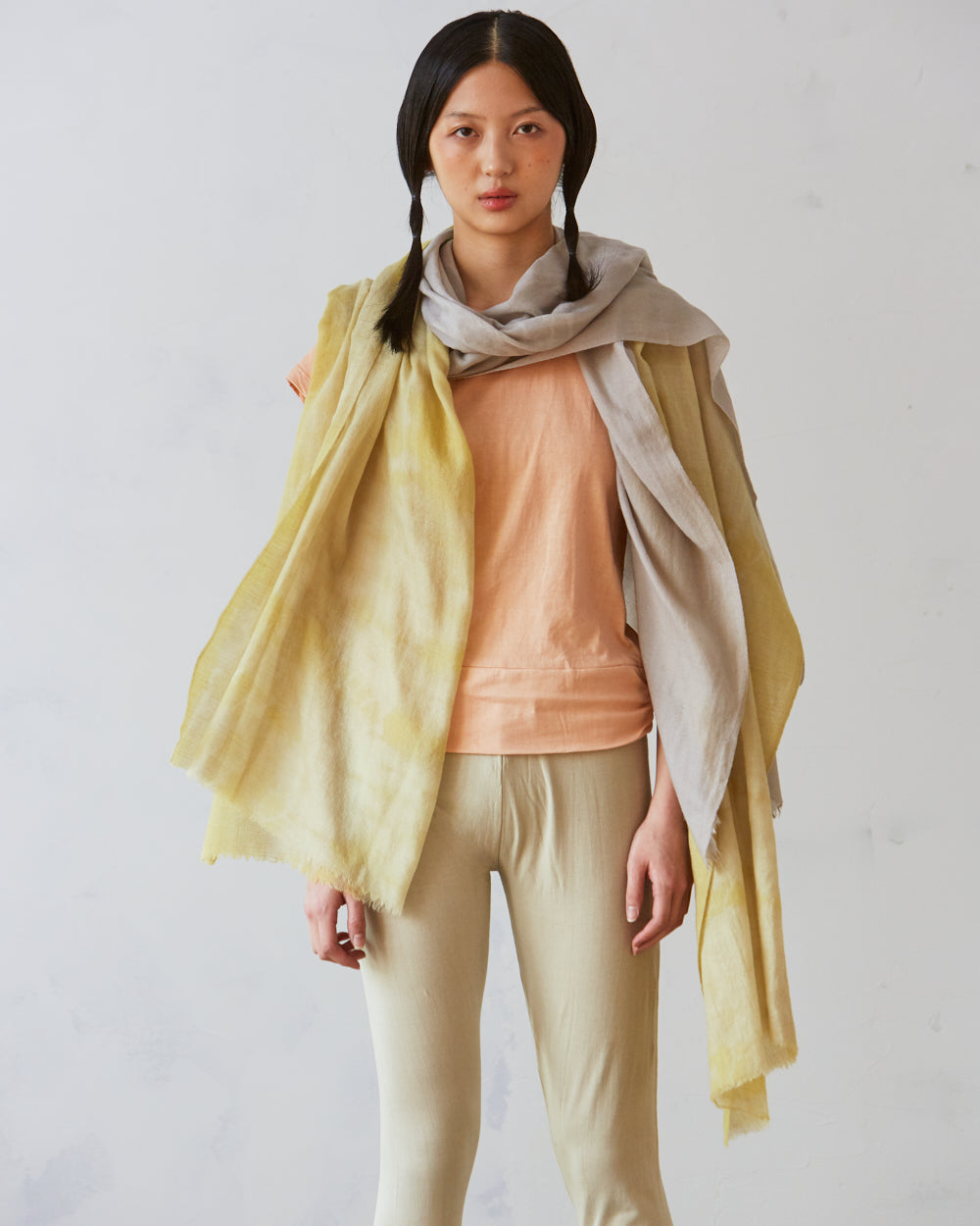 Ayurvedically Dyed Pashmina Wool Yoga Shawl – Oat