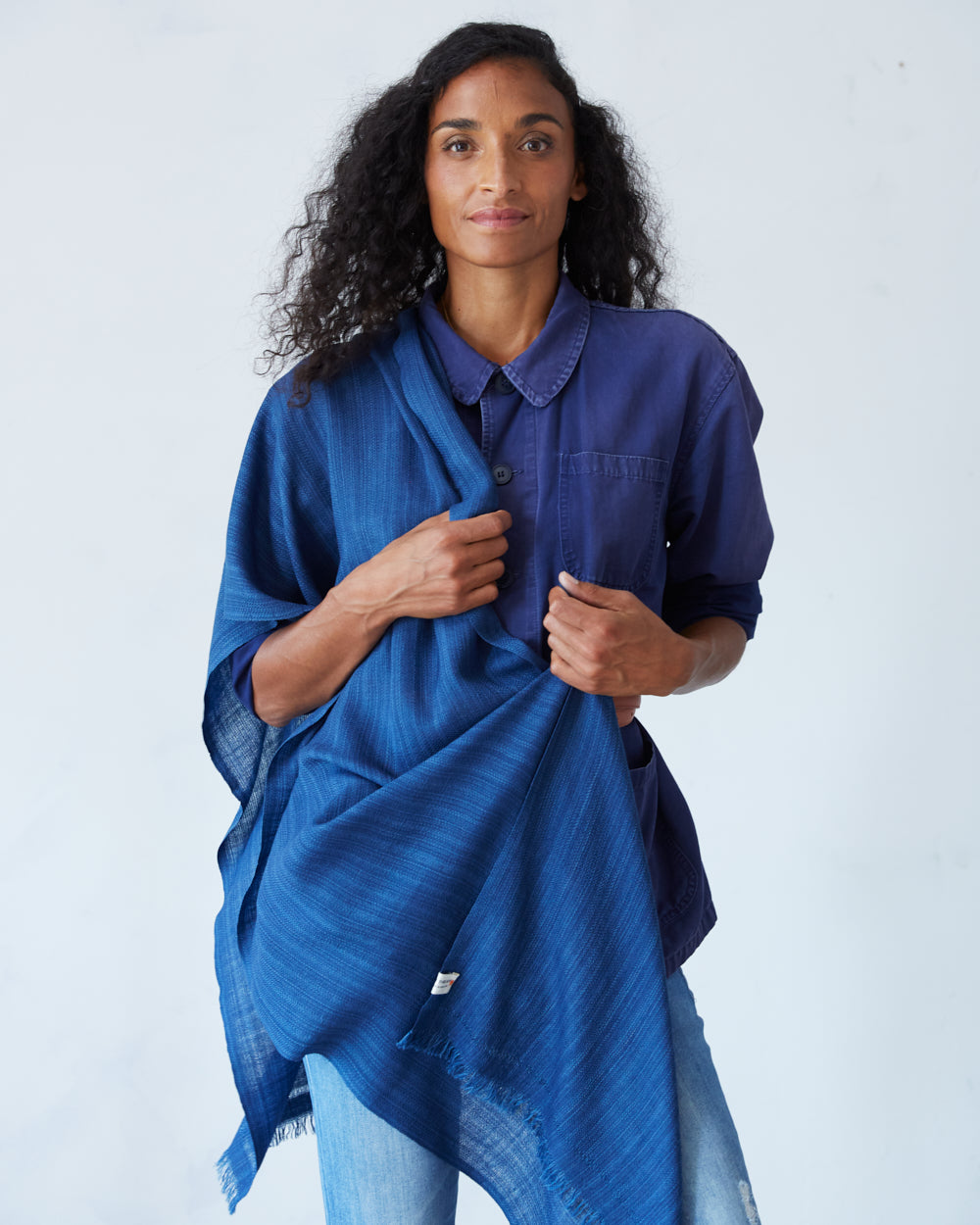 Pema West Bengali Merino Wool Shawl – Indigo