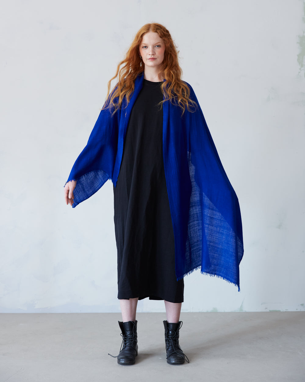 Silk and Himachali Merino Wool Shawl – Indigo