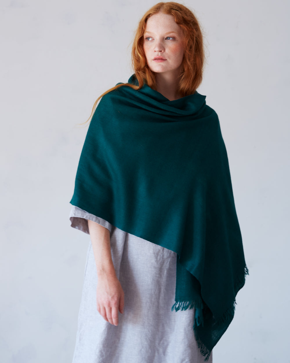 Himachali Pashmina and Merino Wool Shawl
 – Pine Green
