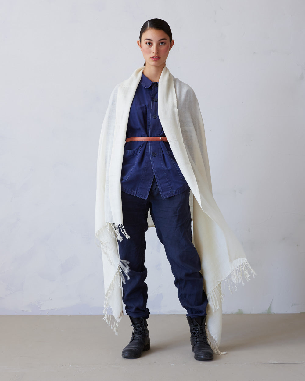 Pema West Bengali Merino Wool Shawl – Snow White