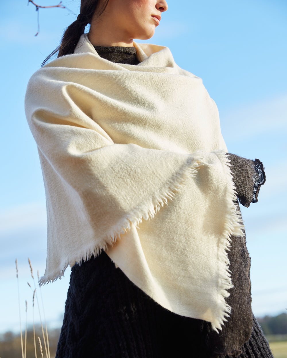 Yak and Merino Wool Shawl from Himachal Pradesh – Snow White