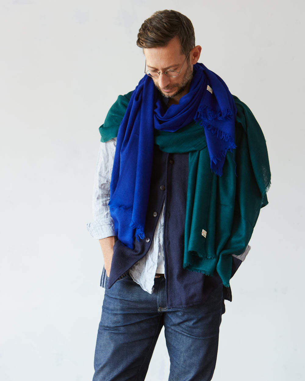 Himachali Pashmina and Merino Wool Shawl
 – Pine Green