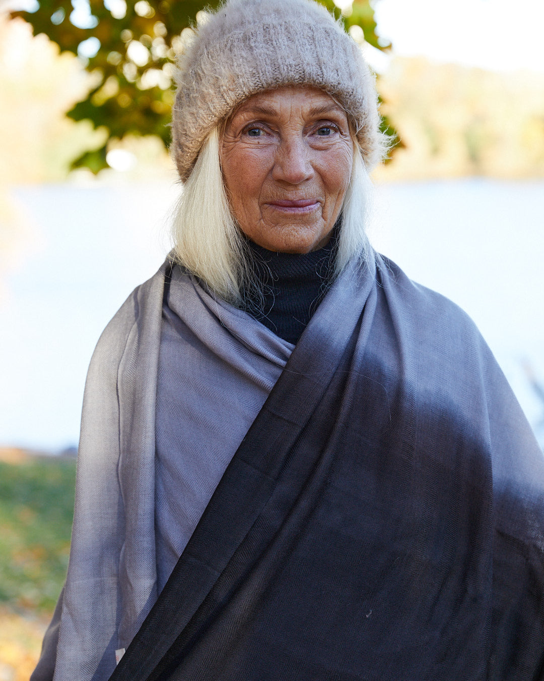 Silk and Himachali Merino Wool Shawl – Monochrome Gradient