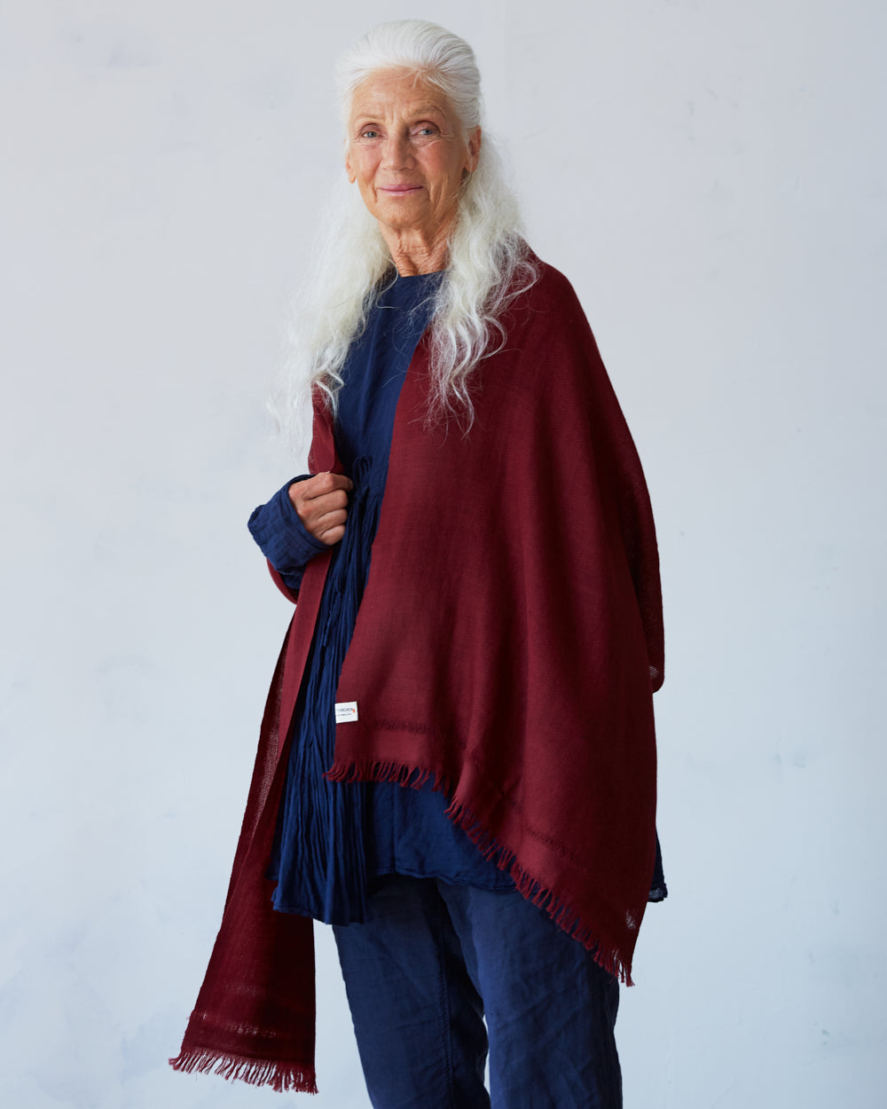 Pema West Bengali Merino Wool Shawl – English Red