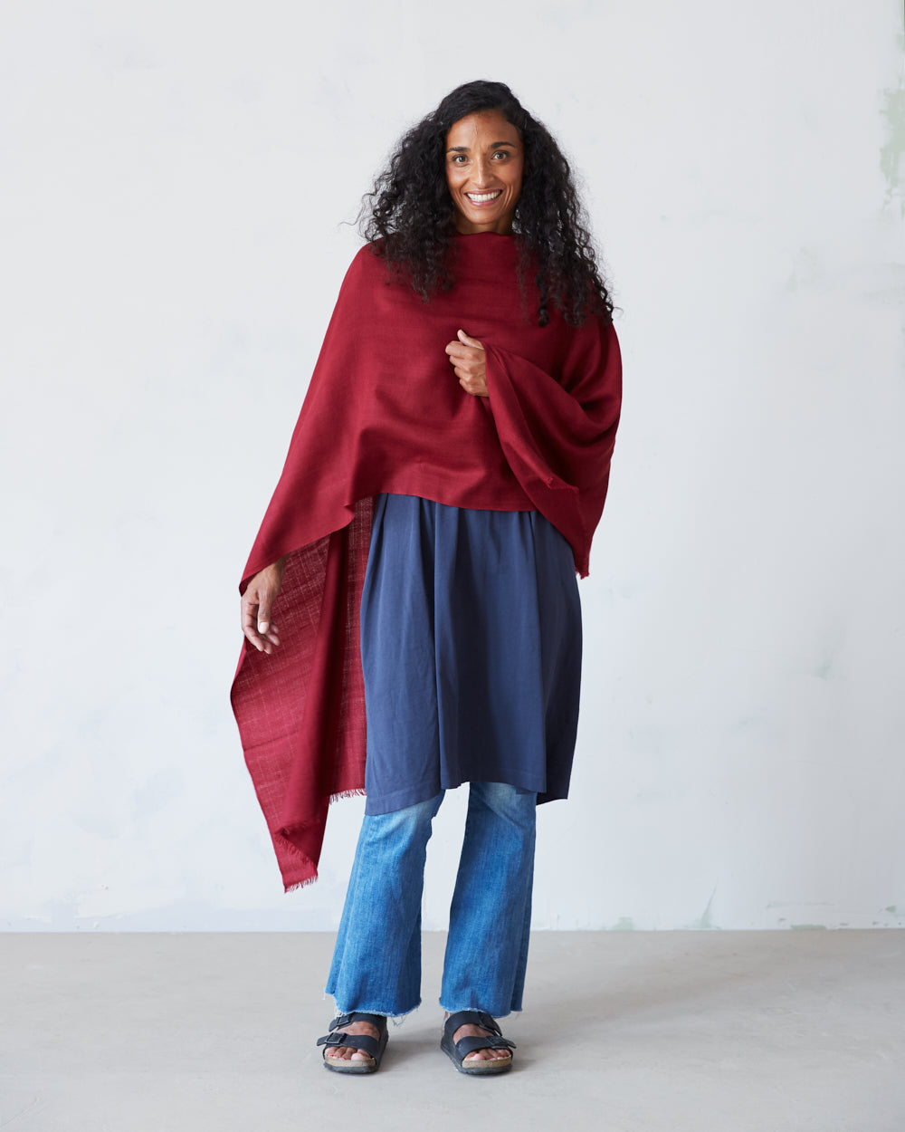 Silk and Himachali Merino Wool Shawl – Aubergine