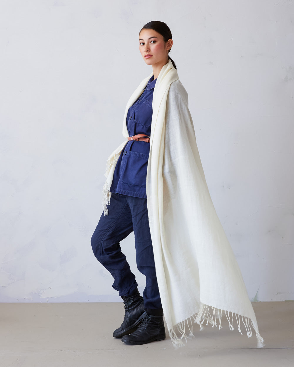 Pema West Bengali Merino Wool Shawl – Snow White