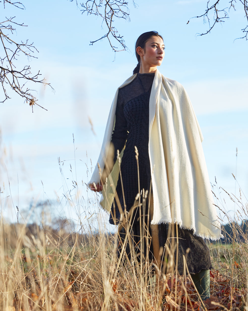 Yak and Merino Wool Shawl from Himachal Pradesh – Snow White