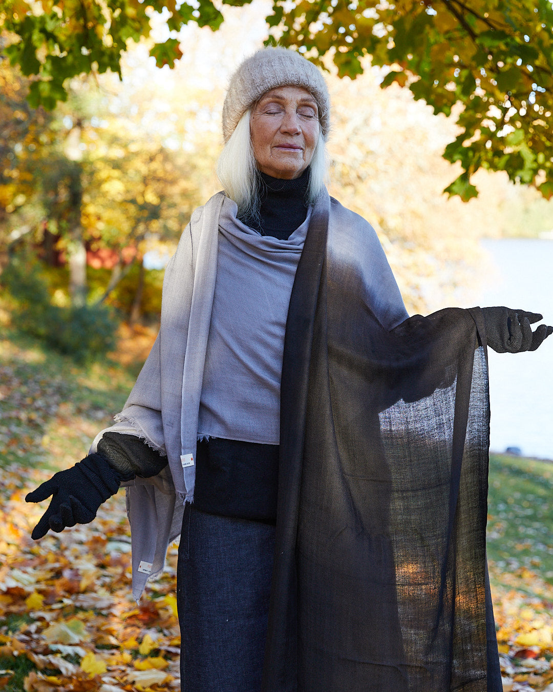 Silk and Himachali Merino Wool Shawl – Monochrome Gradient