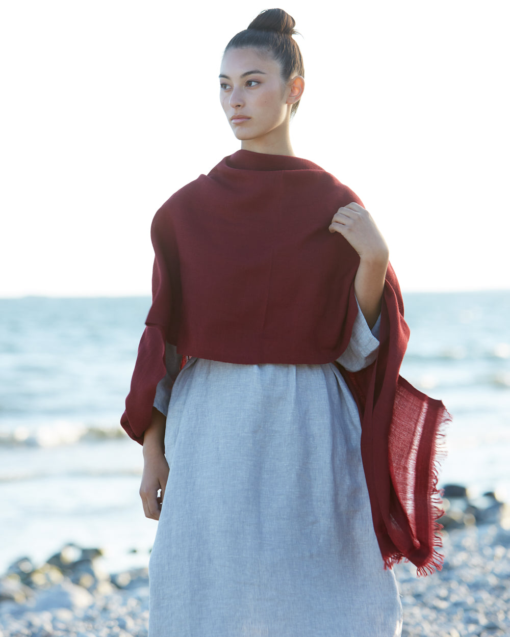 Pema West Bengali Merino Wool Shawl – English Red