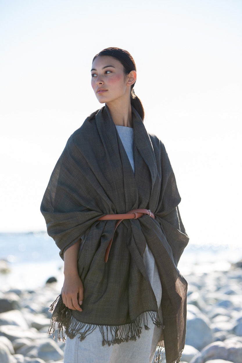 Large, Wild Muga Silk and Merino Wool Shawl