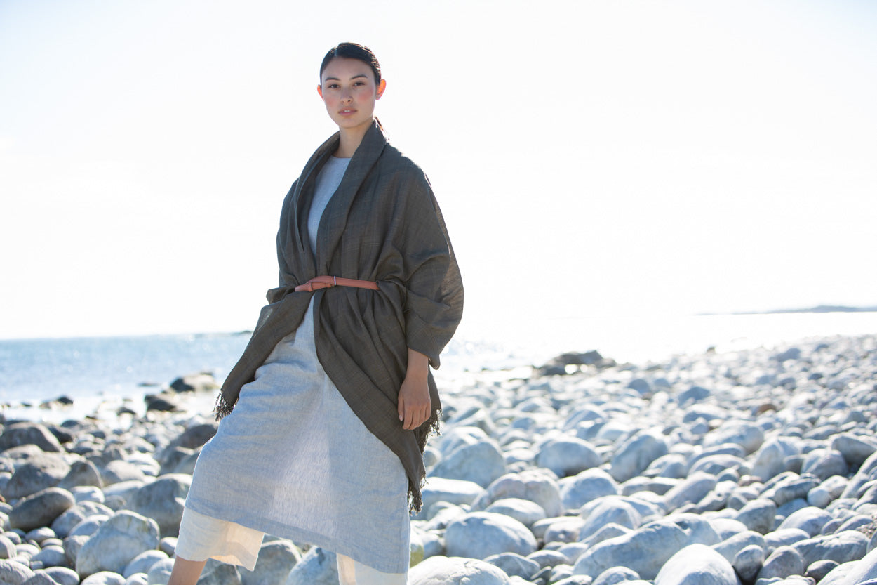 Large, Wild Muga Silk and Merino Wool Shawl