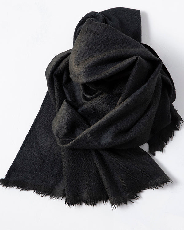 Yak and Merino Wool Shawl from Himachal Pradesh – Obsedian Black