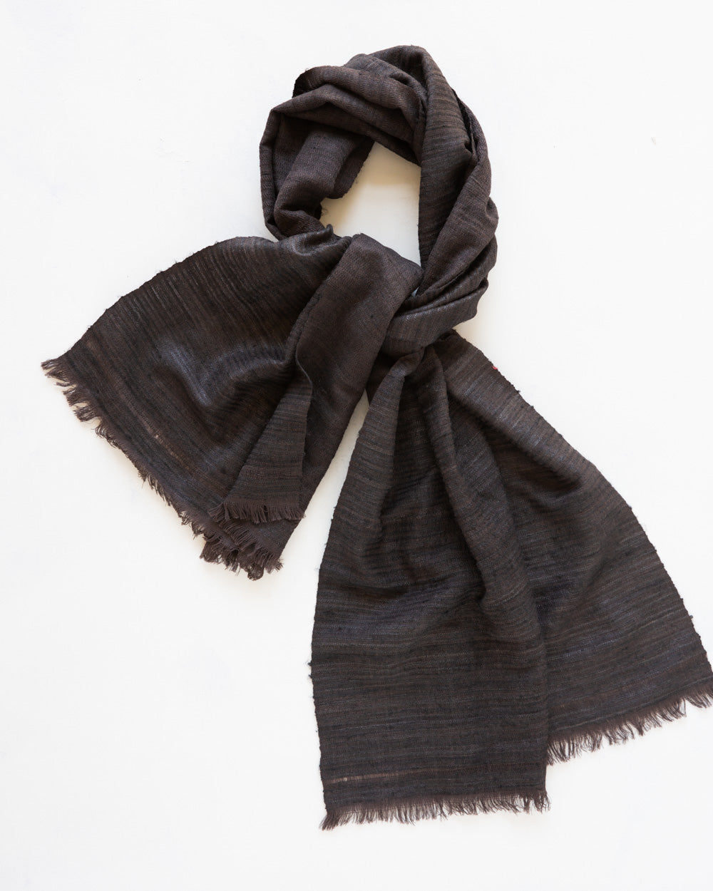 No. 1 Wild Silk and West Bengali Merino Wool Shawl – Obsidian Black