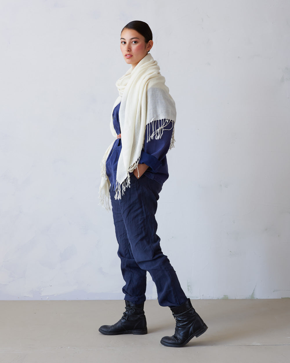 Pema West Bengali Merino Wool Shawl – Snow White