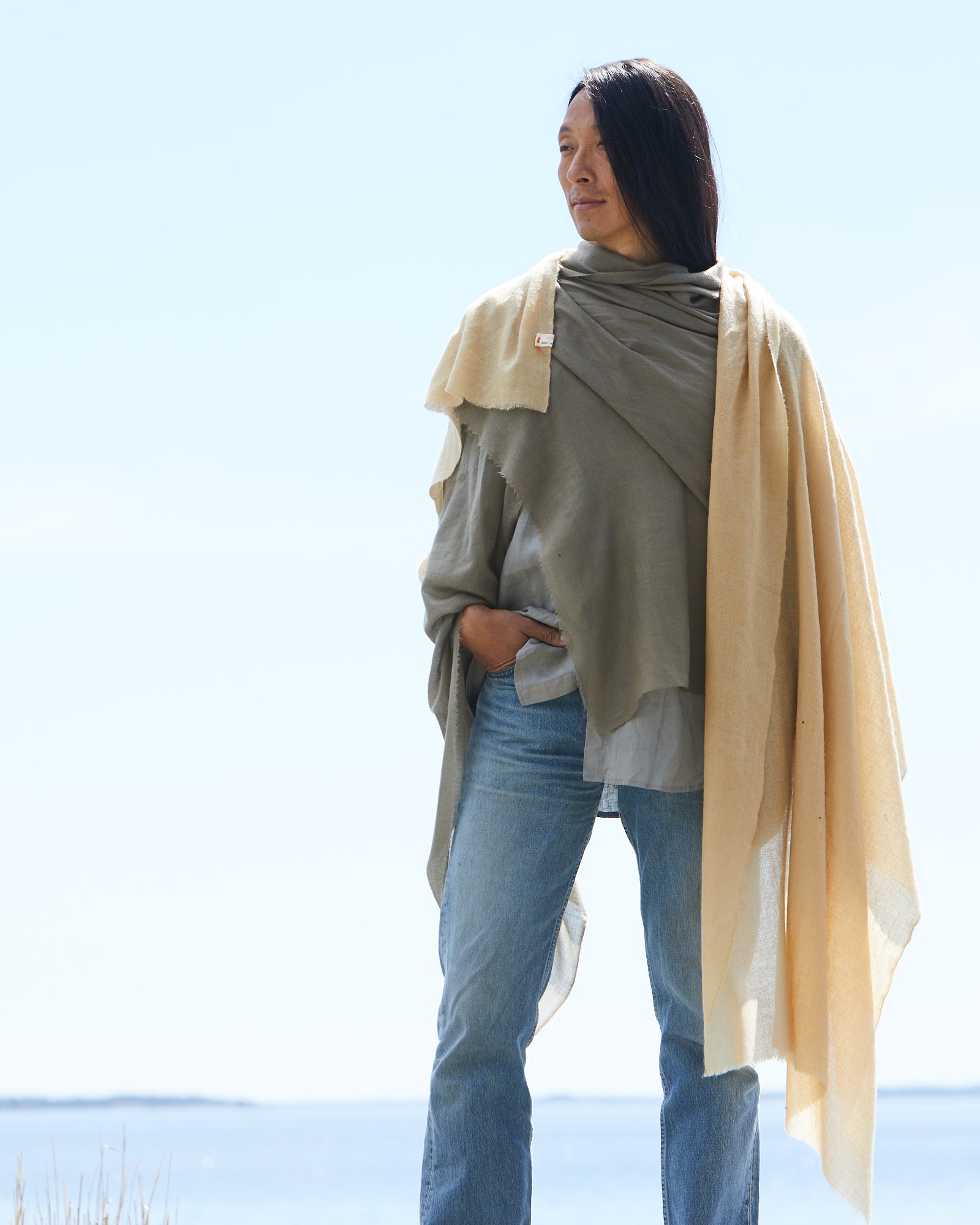 Exclusive, Large Shawl of the Softest, Naturally Dyed Pashmina Wool – Tea waste