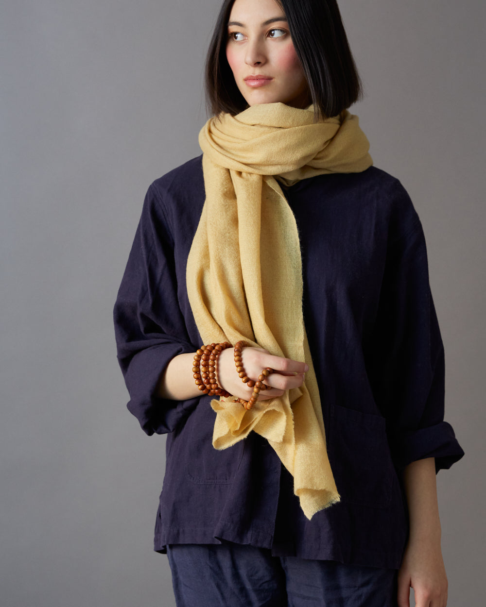 Exclusive, Large Shawl of the Softest, Naturally Dyed Pashmina Wool – Tea waste