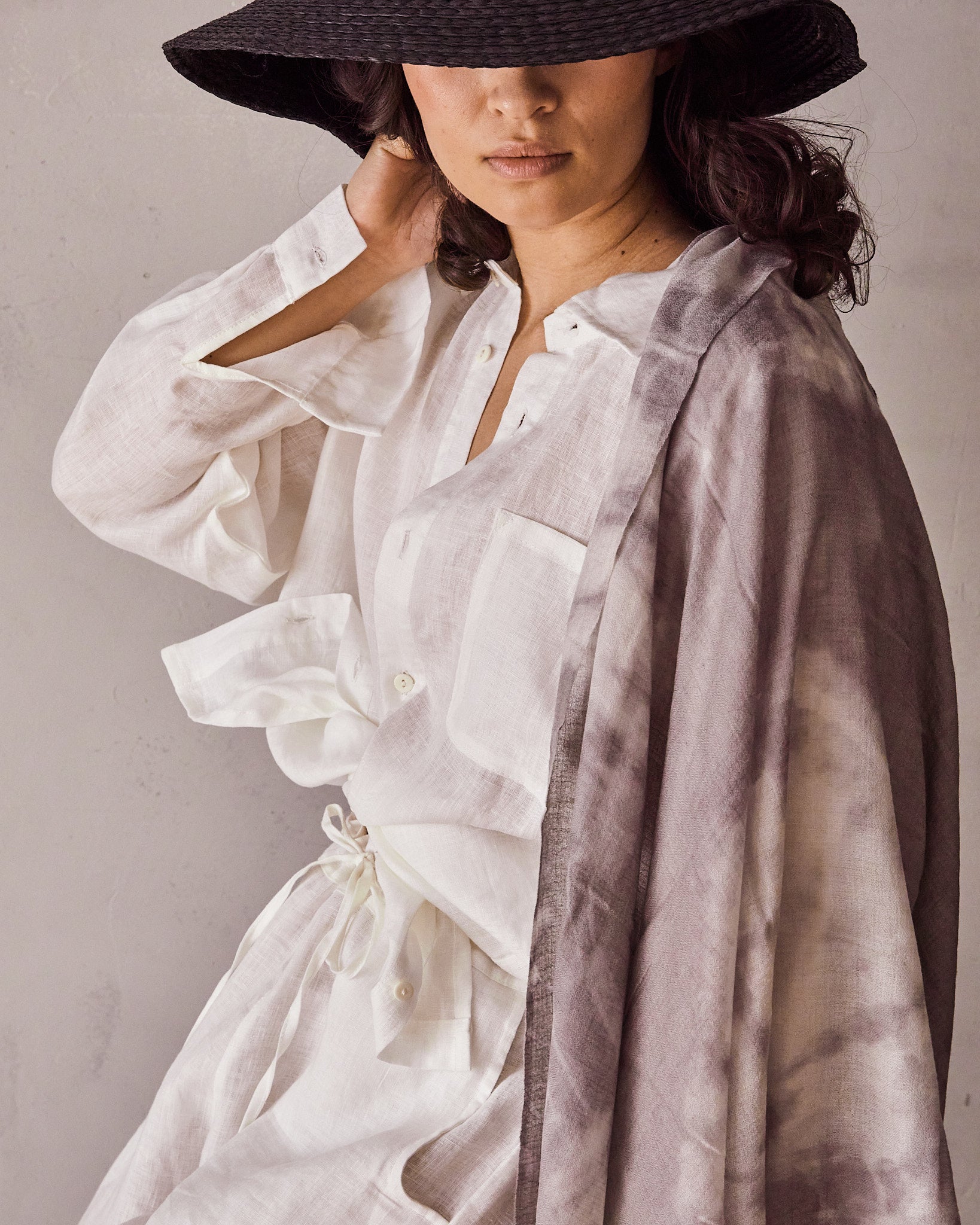 Ayurvedically Dyed Pashmina Wool Yoga Shawl – Grey