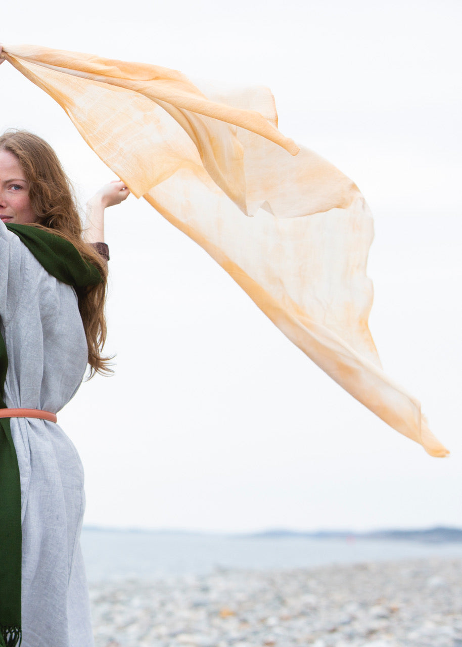 Ayurvedically Dyed Pashmina Wool Yoga Shawl – camel beige