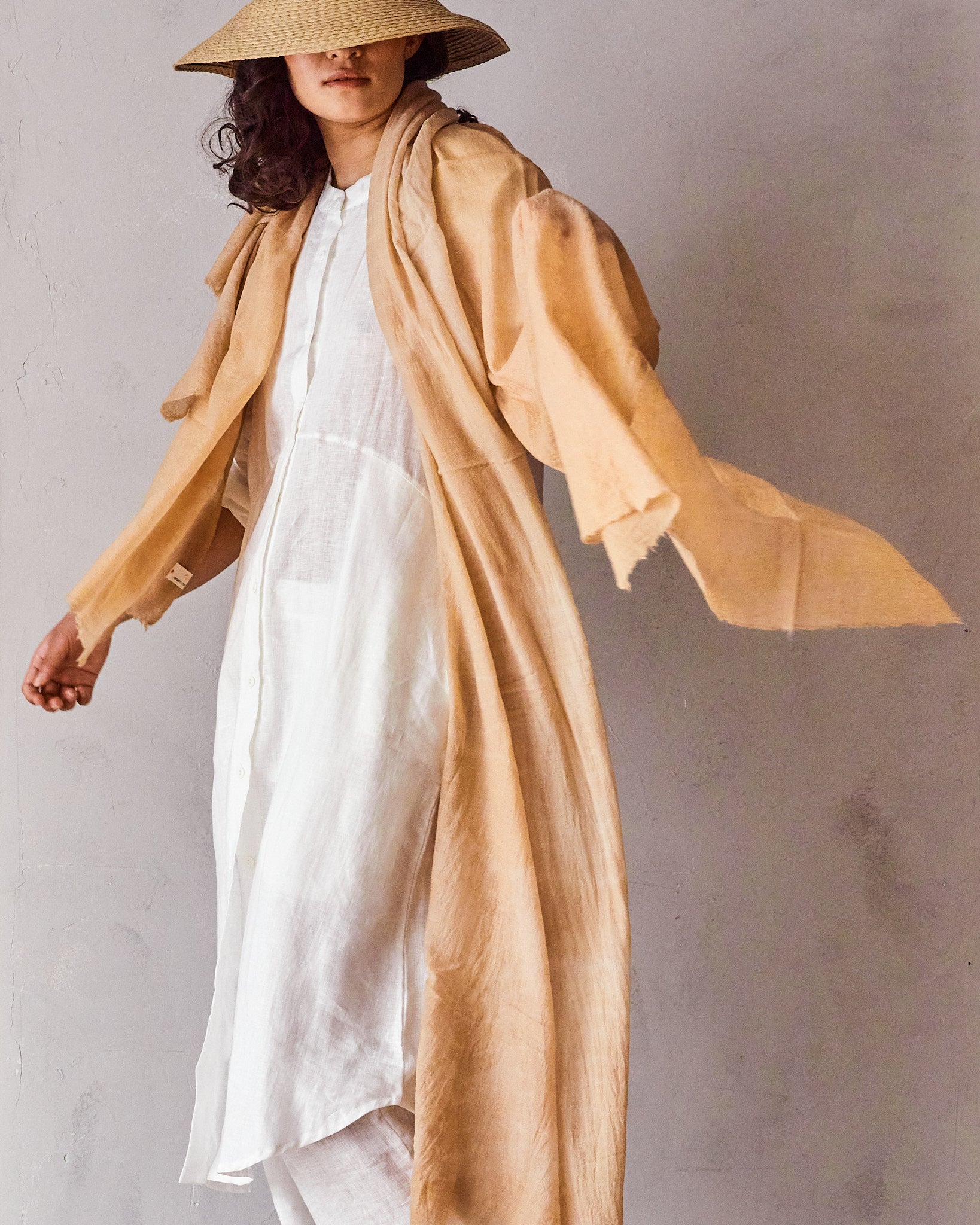 Ayurvedically Dyed Pashmina Wool Yoga Shawl – camel beige