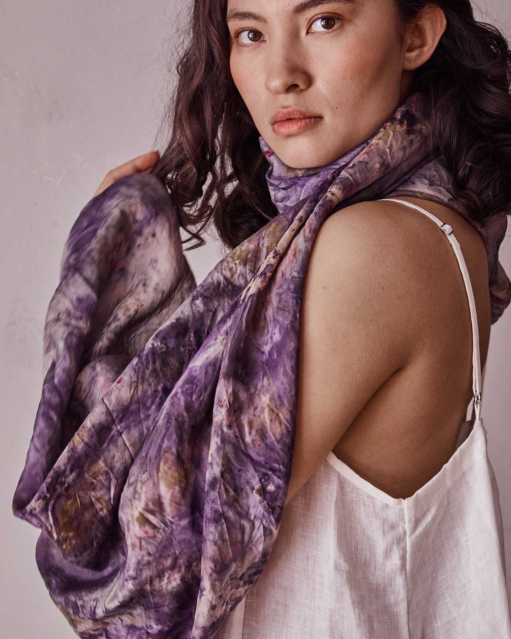 Big Natural Dyed Silk Shawl/Cape