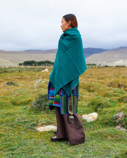 Yak and Merino Wool Shawl from Himachal Pradesh – Pine Green