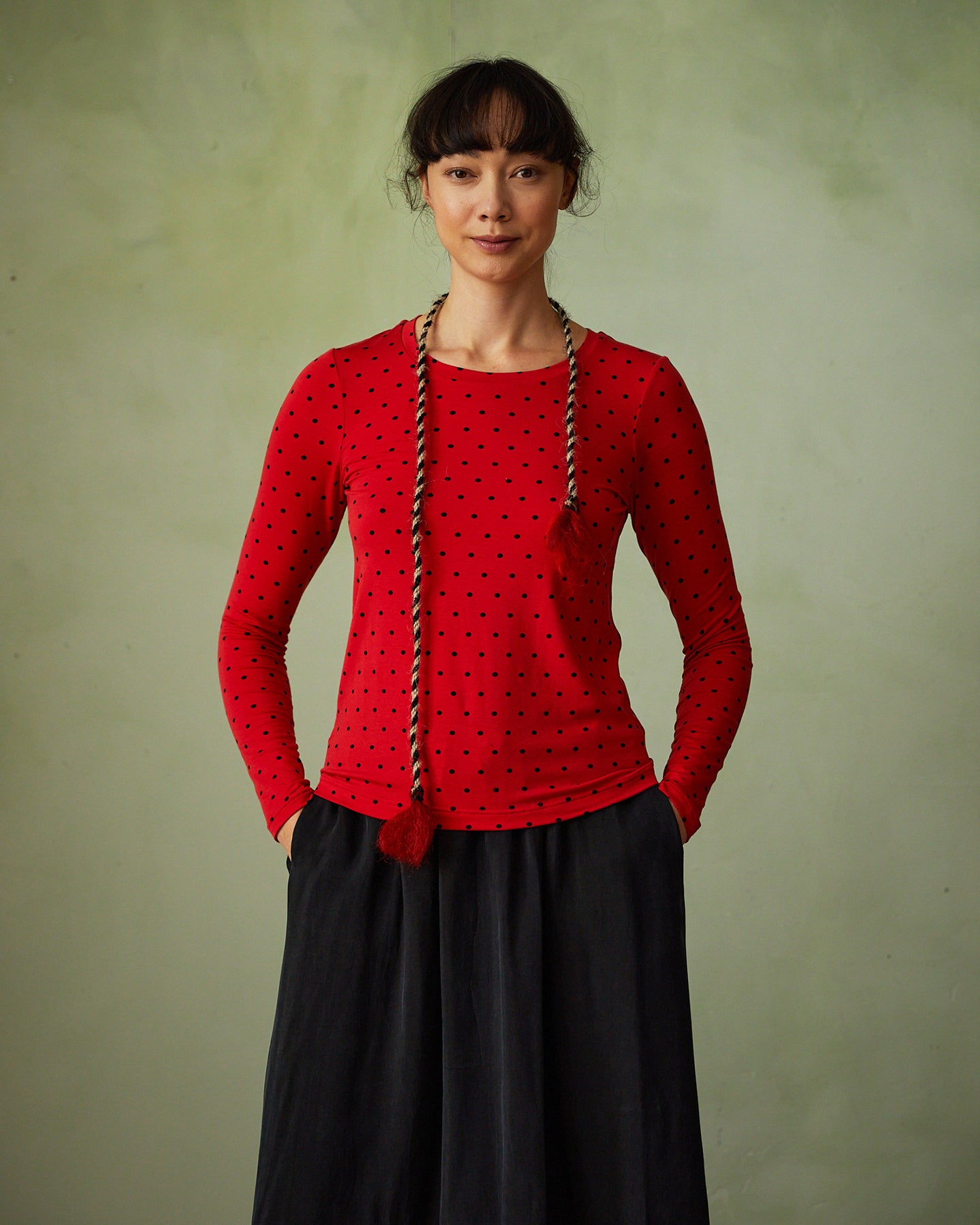 Dotted top of silky Lyocell sourced from European forests - Japan red