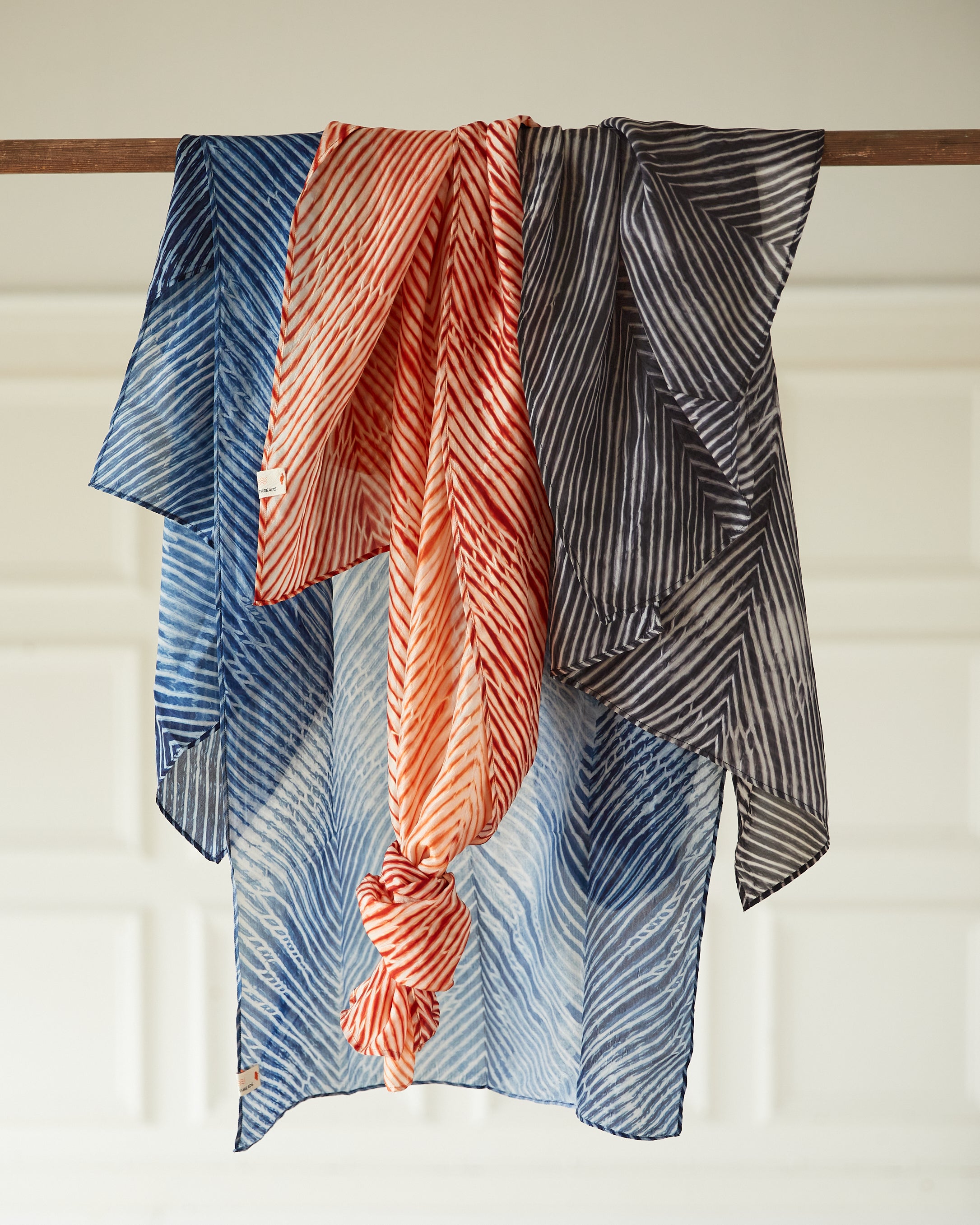 Arashi – Shibori Indigo Dyed Silk Shawl