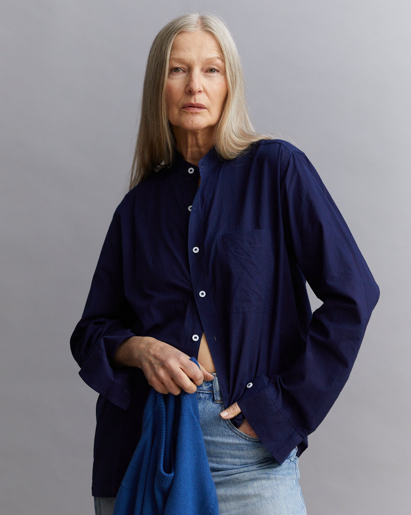 Shirt dyed with natural indigo, cotton, unisex